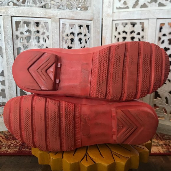 Hunter Tall Glossy Coral Flame Rain Boots Size 7 - Picture 8 of 12